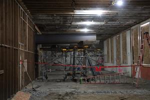 large steel beams are installed to support the historic main building